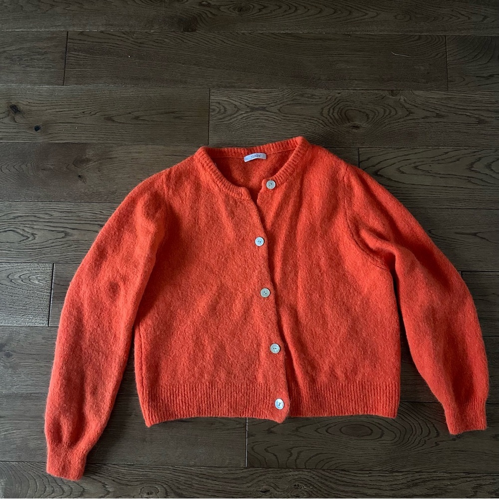 NWOT Naïs Alpaca Wool Blend Orange Cardigan Sweater Small Made In Italy